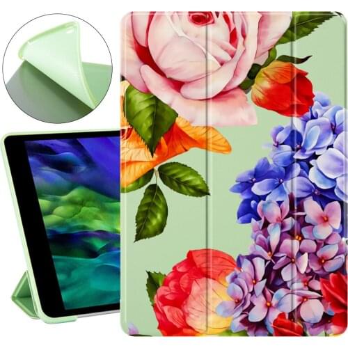 For iPad Pro 11 2020 Coque Flower Set iPad Cases Soft Silicone Back Funda Protective Covers iPad 7th Generation Case Mini 1 2 3