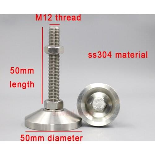 D50 M12 thread 50mm ss304 balance feet adjustable foot cup stainless steel Metal Leg furniture supporting SUS feet cup