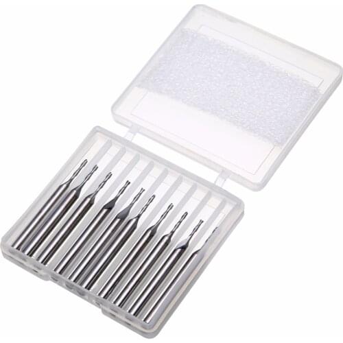 10pcs Double 2 Flute Spiral Carbide Flat Nose End Mill CNC Router Bit 1/8" 1mm Mayitr Cutting Engraving Milling Cutter