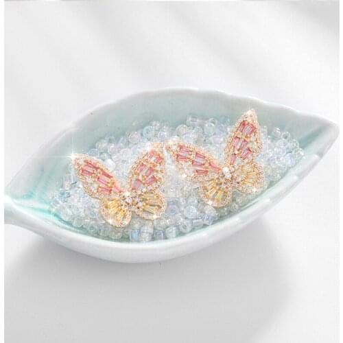 Ins Hot Sale Hollow Exquisite Zircon Butterfly Earrings for Women Luxury 925 Sterling Sliver Stud Earring Korean Women Earrings