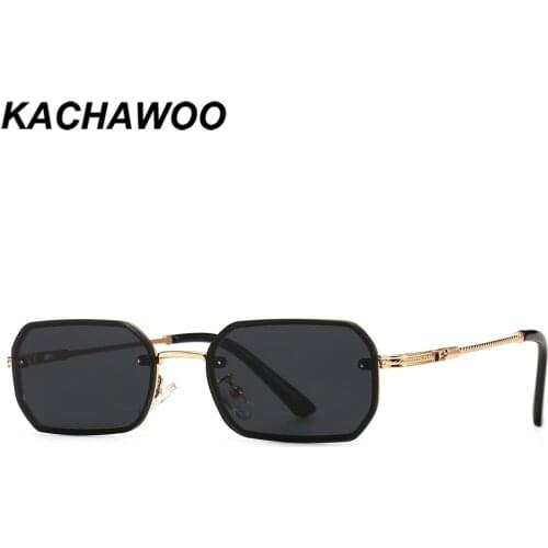 Kachawoo male rectangular sunglasses retro small metal frame blue female eyewear accessories birthday present uv400 hot sale