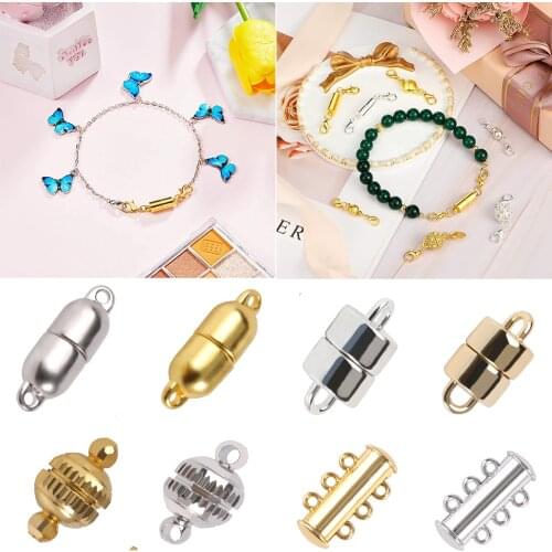 10set Stainless Steel Strong Magnetic Clasps For Leather Cord Bracelet Connectors for DIY Jewelry Making For Beginner Necklace