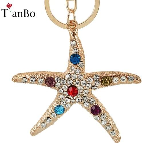 Creative Crystal Animal Starfish Key Chain Ring Holder For Girl Bag Keychain Women Car Pendant Keyring Gift Accessories jewelry