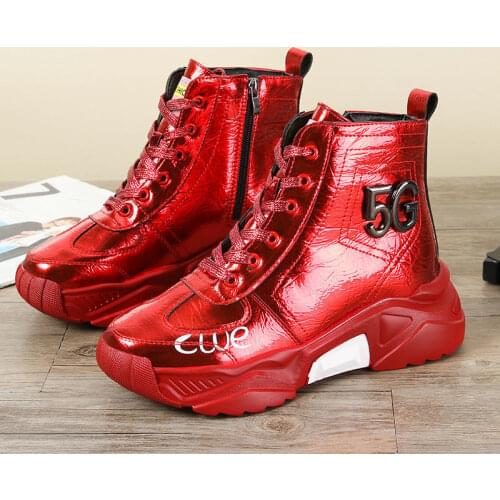 2020 Red Sneakers For Teen Girls Cool Trainers Women Chunky Sneakers Platform Ladies Luxury Sneakers Woman High Shoes Booties