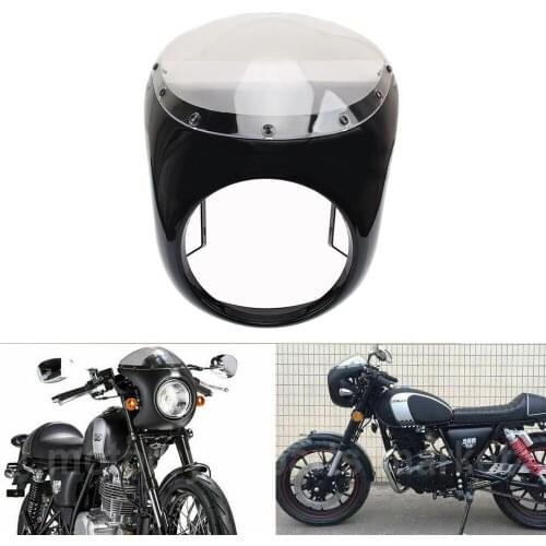 7'' Round Retro Motorcycle Cafe Racer Headlight Fairing Cover Mount Kit Screen Windshield For Honda Harley AJS Cafe Racer Custom