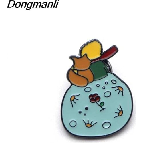P2148 Dongmanli Jewelry Prince And Fox Metal enamel paint badge Pins & Brooches for kids gifts high quality