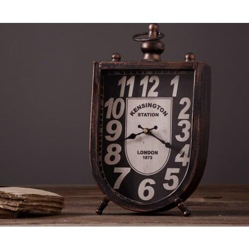 American style iron table vintage clock handmade oversized luxury wall clock Bar restaurant cafe clothing store decoration