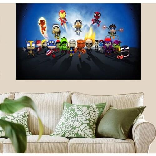Cartoon Super Hero Canvas Painting Kids Bedroom Decor Wall Art Picture Poster and Prints Mural Home Decoration Canvas Art