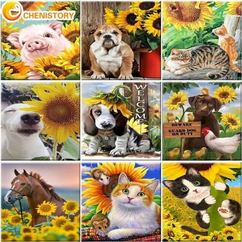 CHENISTORY Oil Paint By Number Animals Set Drawing On Canvas Painting By Number Artworks Home Decortion Gift Kits For Adults Kit