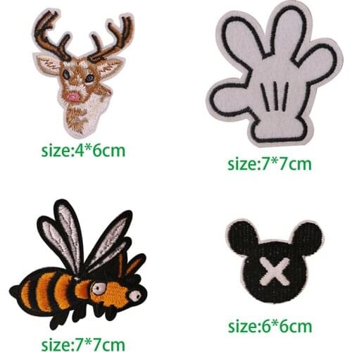 Fashion Gloves Bee Christmas Reindeer icon Embroidered Applique Patches for Clothing DIY Iron on Badge on the Backpack