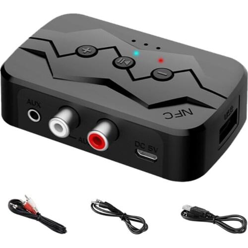 NFC 5.0 Bluetooth-compatible Receiver A2DP AUX 3.5mm RCA Jack USB Smart Stereo Audio Wireless Adapter for Car Audio Speaker