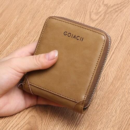 2021 new mens leather short retro wallet multifunctional coin purse
