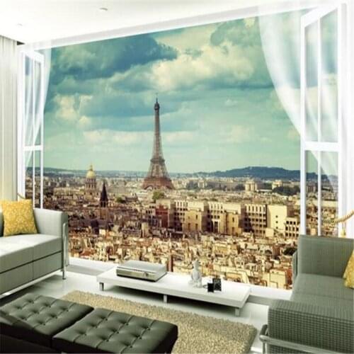 Beibehang Large - scale custom wallpaper Paris Eiffel Tower city architecture landscape living room bedroom TV backdrop