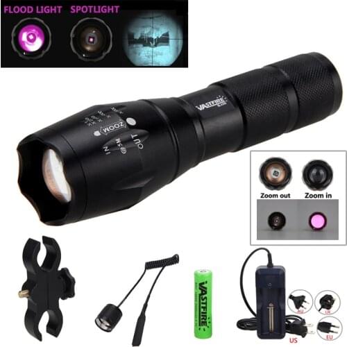 850nm Zoomable Led Hunting Light Infrared Night Vision Flashlight IR Torch+Bicycle/ Torches / Laser Mount+18650 Battery+Charger