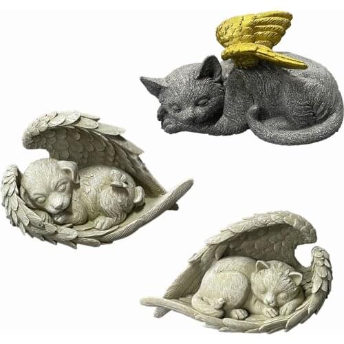Memorial Statue Cute Sleeping Pet Angel Keepsake Garden Figurine Decor