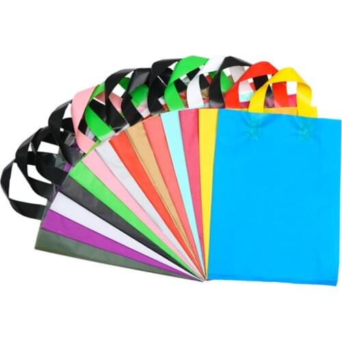 50PCS Portable Plastic Handle Bag Cloth Storage Bag Gift Packing Bag Party Wedding Boutique Carrier Plastic Shopping Bags