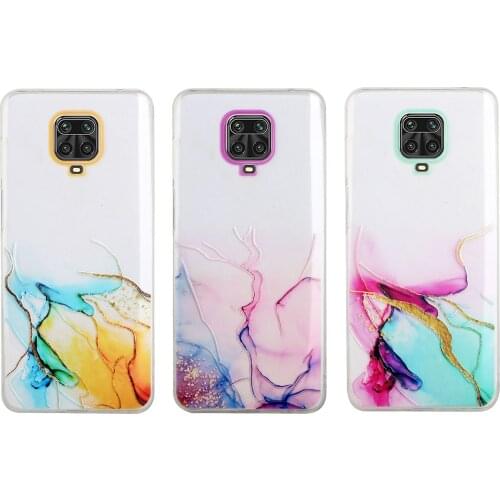 For xiaomi redmi Note9 pro Transparent Watercolor Painting Shell Embossed Relief Protective sleeve