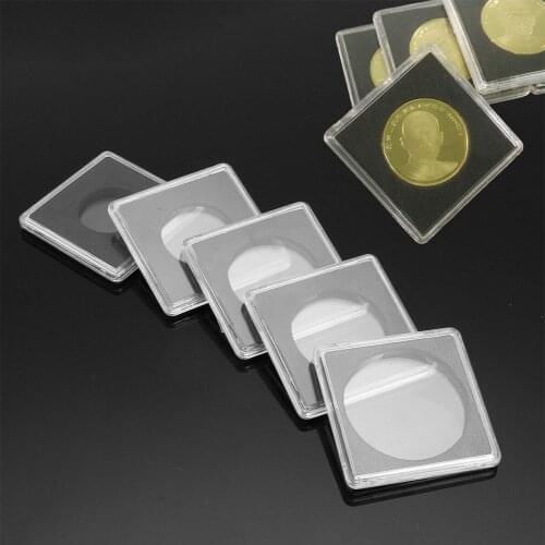 10pcs Case Storage Box Transparent Gaine Coin Capsule Container Square Home Collect 4 types Secure Easy-To-Open Lock
