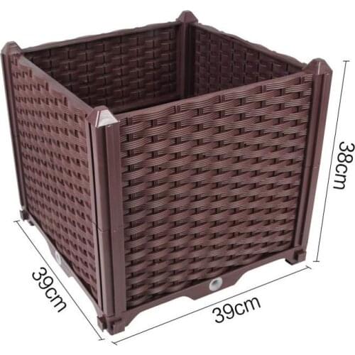 Garden Indoor Outdoor Plastic Planter Grow Box for Fresh Vegetables Flowers Succulents Home Decor 15.35'' x 15.35'' x 14.96