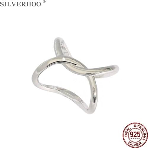 SILVERHOO Single Clip Earring For Women S925 Sterling Silver Dark phoenix Korean Minimalism X Shape Two Color Earring Jewelry