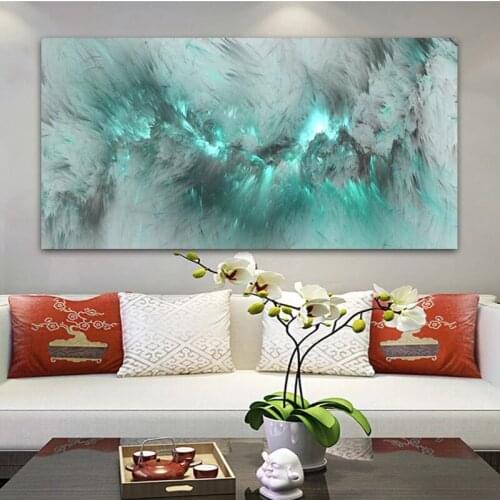 Modern Abstract Art Light Green Pattern Oil Painting Canvas Printing Art Wall Decoration Posters Pictures Living Room Home Decor