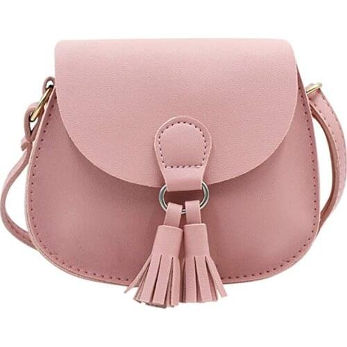 Cute Cat Tassel Shoulder Bag Small Mini Coin Purse Messenger Bag Crossbody Satchel For Kids Girls, Color D Pink(4.7x3.9)