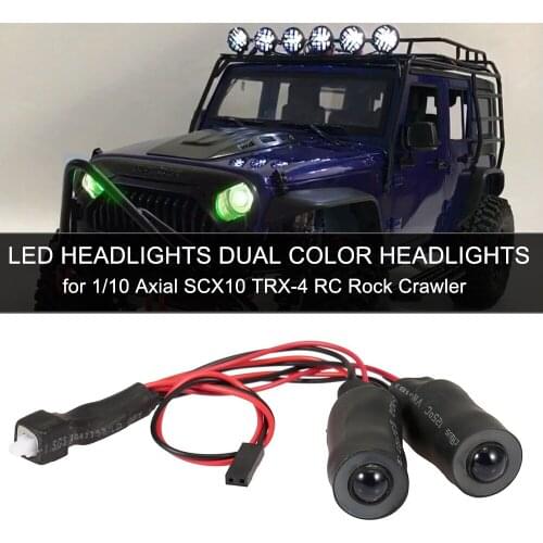 LED Headlights Angel Eyes Dual Color Headlights for 1/10 RC Rock Crawler Axial SCX10 RC4WD Traxxas Cars