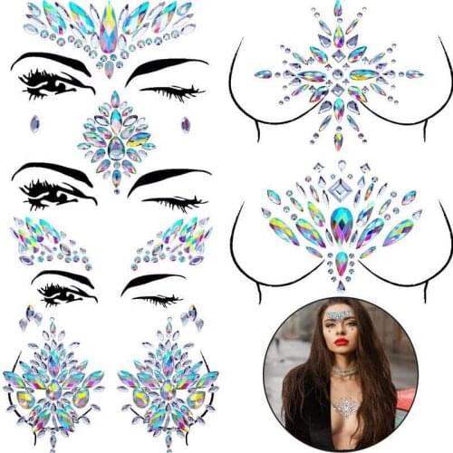 Masquerade Face Decoration DIY Jewelry Acrylic Rhinestone Festival Party Temporary Tattoo Fashion Face Stickers for Women