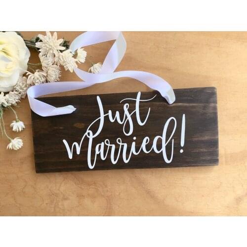 Just Married Sign Decals Rustic Wooden Wedding Sticker Removable Self Adhesive Vinyl Decal Stickers Wedding Decoration G212