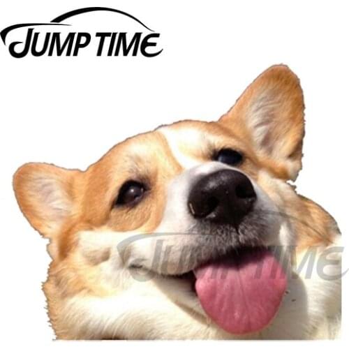 JumpTime 13 x 4.4cm For Corgi Peeker Dog Car Door Stickers Car Accessories Decal Waterproof Vinyl Material Occlusion Scratch