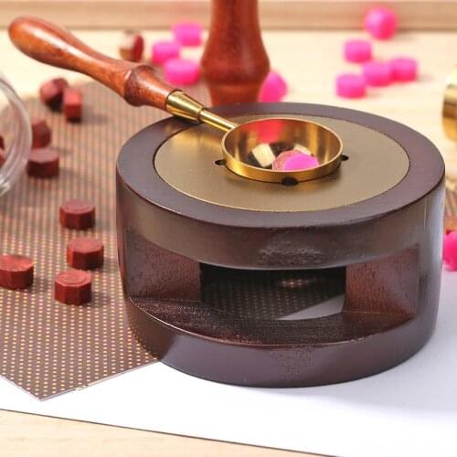 Retro Sealing Wax Furnace Stove Pot Wood Handle Sealing Wax Spoon for Wax Sealing Decorative Wax Stamp Craft Gift