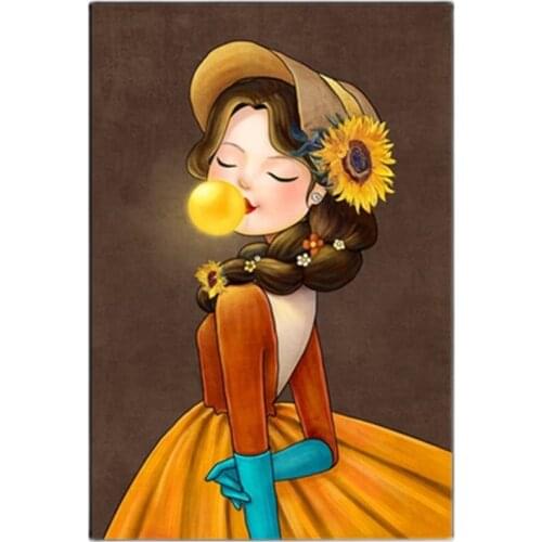 Cartoon Girl Needlework,Printed Cross stitch,Sets For Embroidery kit Cross-Stitching Silk Or Cotton Threads