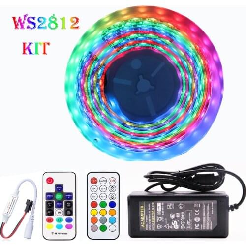 WS2812B LED Strip Individually Addressable Smart RGB 60 LEDS/M and17/21 Keys RF Wireless Remote Controller ,power supply Kit