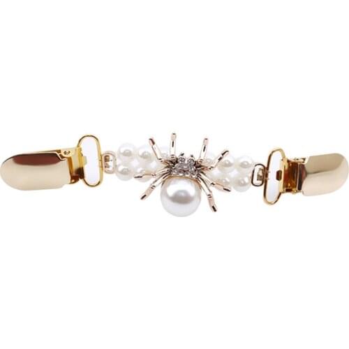 Sweater Cardigan Clip Duck-mouth Clips Flexible Beaded Pearl Pin Brooch Shawl Shirt Collar Buckles For Clothes Decoration