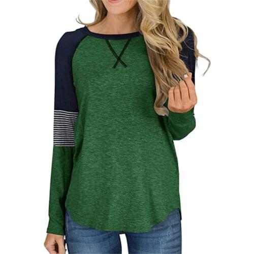 Patchwork Casual Tee Top Women Long Sleeve Shirts Autumn Fall Striped Womens T-Shirts 3XL 4XL 5XL Plus Size New Shirt Femme