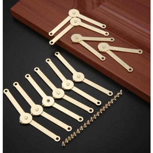 10Pcs Vintage Wooden BoxLid Support Hinges Box Display Furniture Cabinet Door Kitchen Cupboard Hinges Lid Stays With Screws