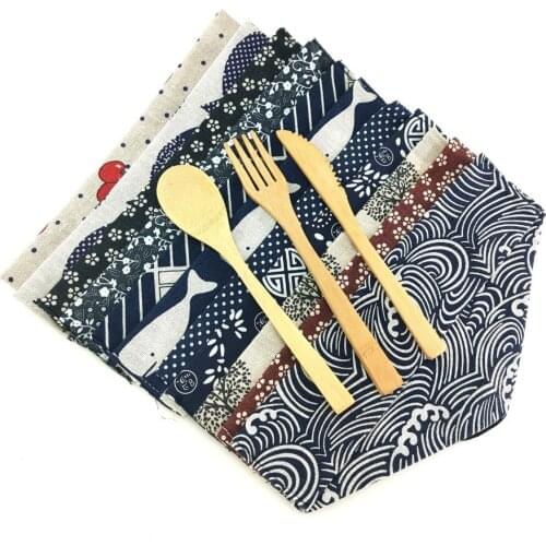 Knife fork spoon bamboo cutlery 3pcs set environmentally friendly reusable flat cutlery set wholesale and dorpshipping