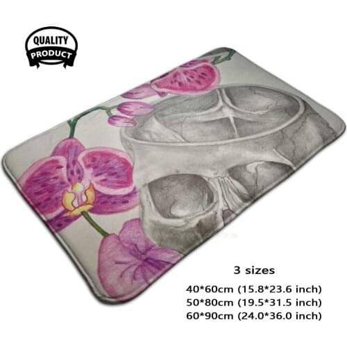 Skull Orchid 3D Household Goods Mat Rug Carpet Foot Pad Flowers Skulls Orchid Graphite Death