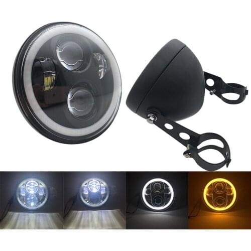 5-3/4" 5.75 inch Motorcycle Motor LED Projector DRL Headlight with 5.75Inch Headlamp Housing For Dyna Sportster Softail