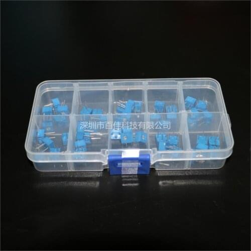 50pcs Free freight 3362 Precision Adjustable Resistor 100 - 1 Ohm Resistor Potentiometer Set