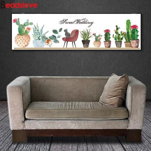 5d diamond painting Green plant cactus potted plant large Diy diamond mosaic full drill diamond embroidery round rhinestones