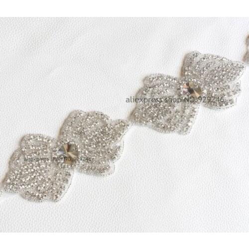Free shipping 2pcs/pack hot fashion butterfly-knot clear crystal rhinestone applique stone beaded trims hotfix patch accessory