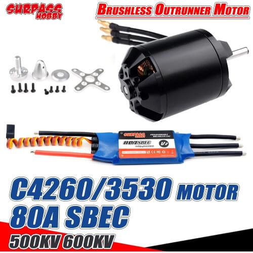 SURPASS HOBBY C4260 3530 Brushless Outrunner Motor 500KV 600KV 80A SBEC Brushless ESC 2-6S for RC Fixed-wing Multicopter DYS