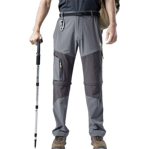 American Europe Men Size Hiking trousers Detachable Stretch Mountaineering Quick dry pants Multi pocket Trekking Outdoor Camping
