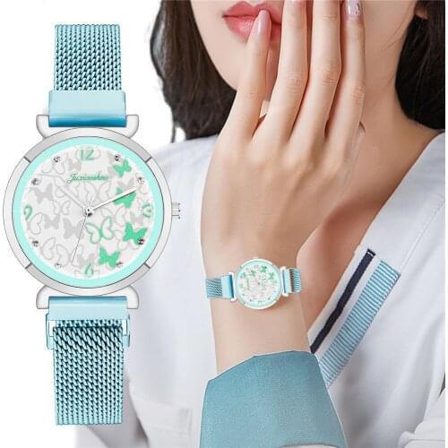 Fashion Butterfly Dial Women Watches Magnetic Clasp Ladies Quartz Wristwatches Clock Zegarek Damski