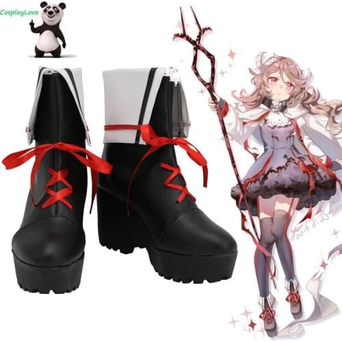 CosplayLove Arknights Eyjafjalla Black Shoes Cosplay Long Boots Leather Custom Made For Male Female High Heel