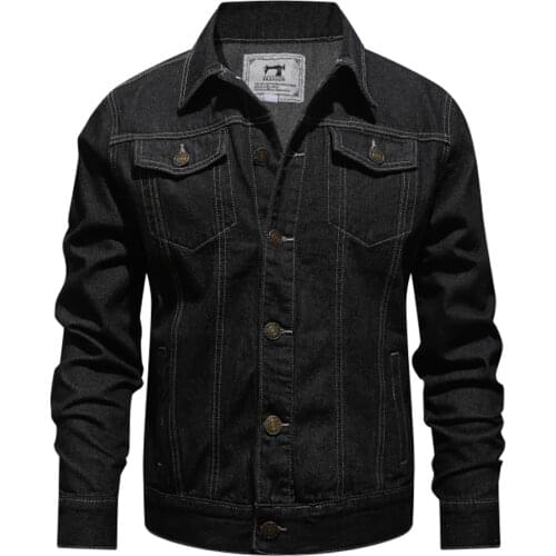 Size S-5XL Cotton Denim Jacket Men Casual Solid Color Lapel Single Breasted Jeans Jacket Men Autumn Slim Fit Quality Mens Coat