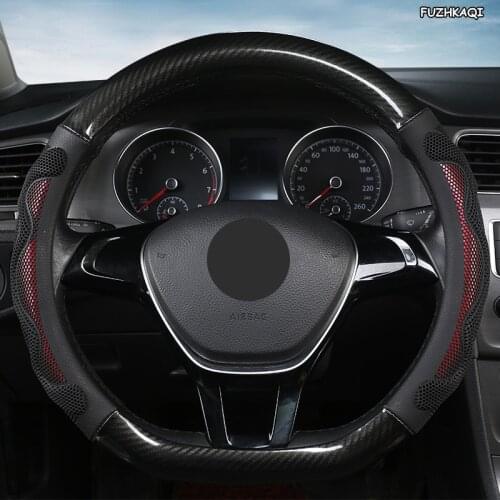 FUZHKAQI Microfiber Leather Car Steering Wheel Cover For Skoda Octavia Kodiaq Rapid Fabia Yeti Karoq