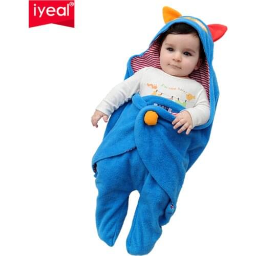IYEAL Newborn Swaddle Wrap Blanket Sleeping Bag Fleece Animal baby boys girls Sleep Sack Bedding Fits Car Seat Pushchair 0-18M