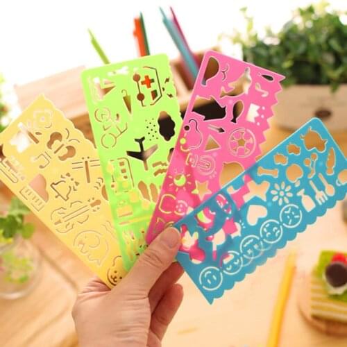 4 Pcs Stationery Ruler School Painting Supplies Drafting Tool Art Drawing Template Plastic DIY Graphic Template Stencil Drawing